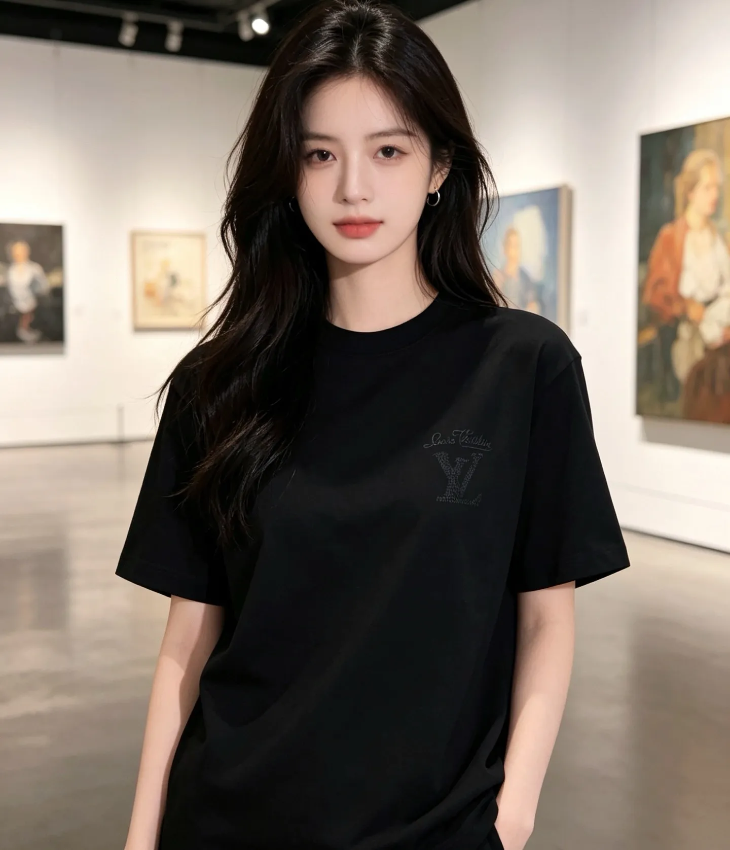 Louis Vuitton/Louis Vuitton hollow tatami embroidered round neck short sleeves on the back